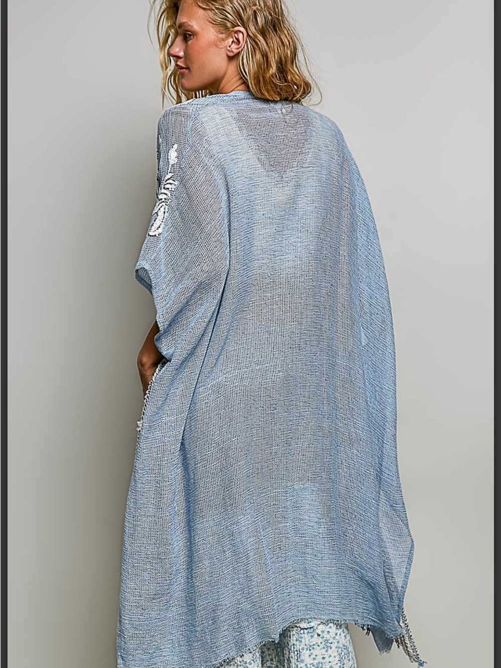 POL Tasseled Embroidered Fringe Kimono - Picture 3 of 7